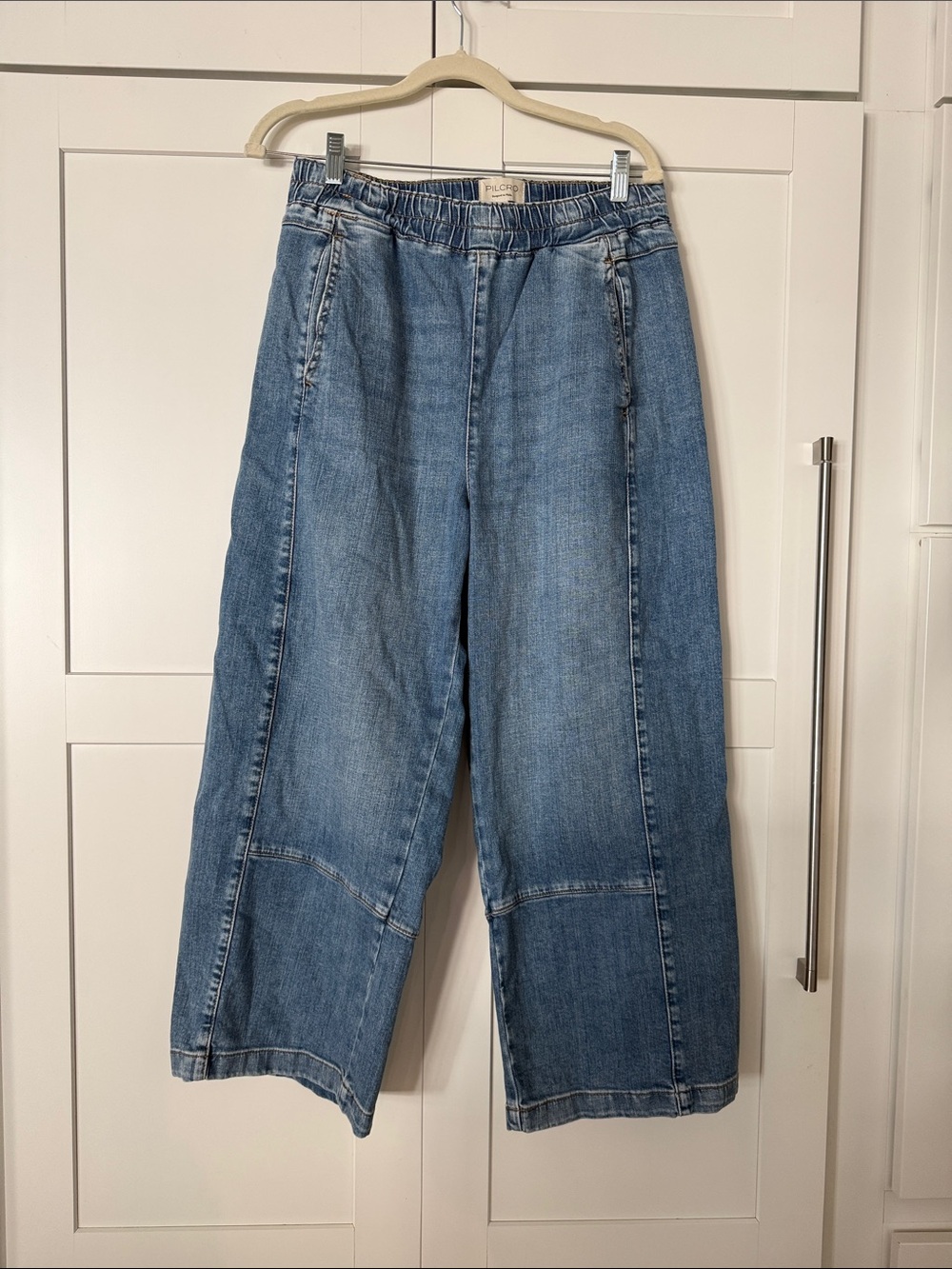 Pilcro High-Rise Wide-Leg Denim Jeans in Light Blue